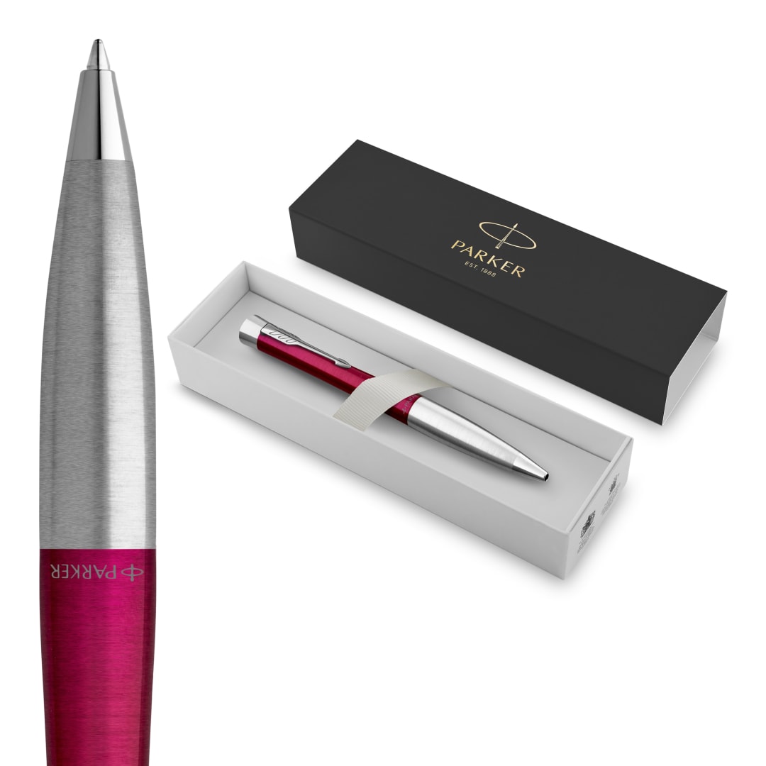 Parker Urban Twist Bolígrafo, Magenta Vivo Con Detalles Cromados, Punta Mediana Con Tinta Azule, Caja Para Regalo