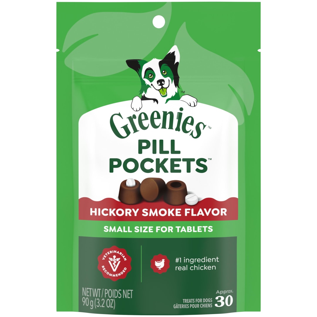 GREENIES PILL POCKETS for Dogs Tablet Size Natural Soft Dog Treats, Hickory Smoke Flavor, 3.2 oz. Pack (30 Treats)