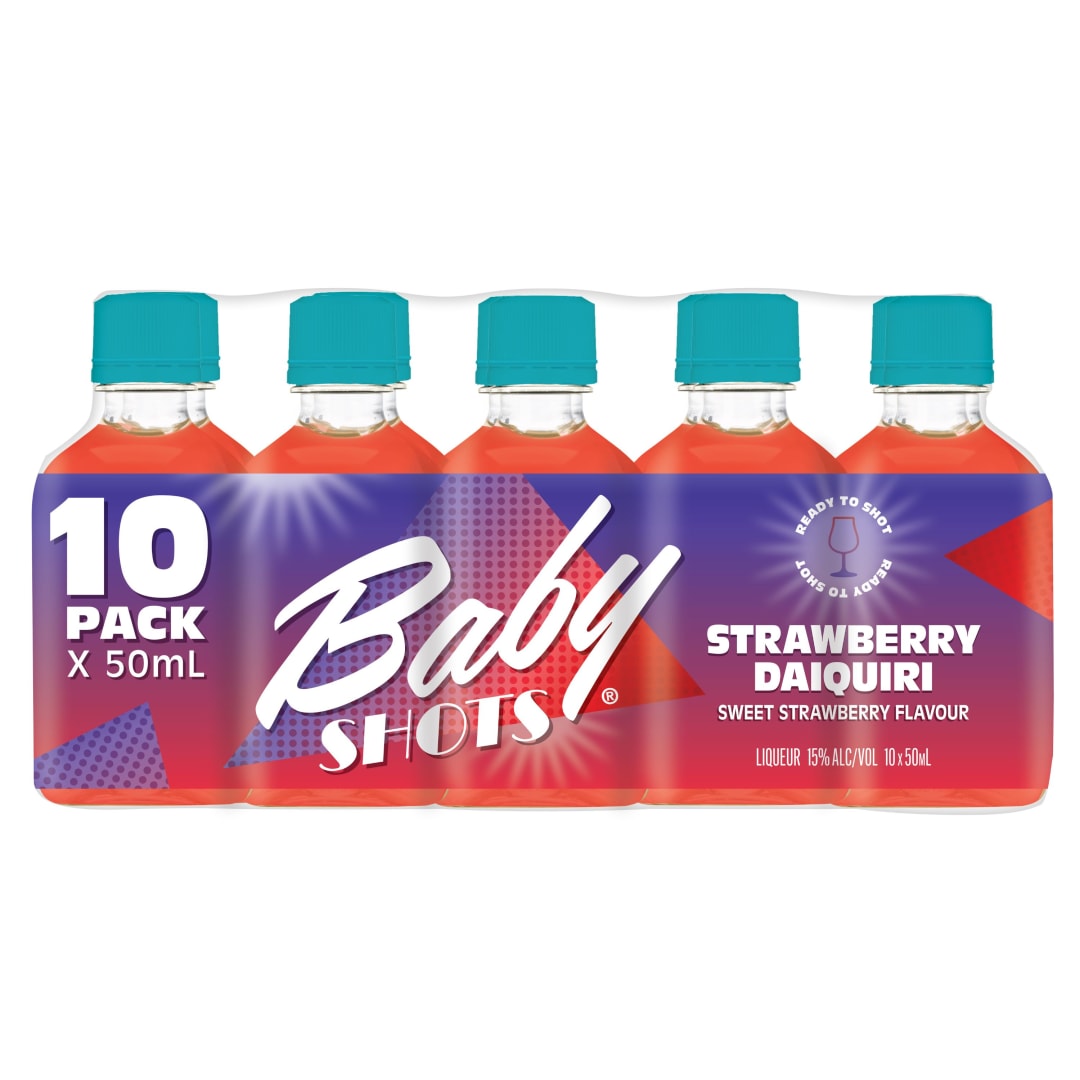Baby Shots Strawberry Liqueur 10 Pack 50ml Plastic Bottle 30 Proof