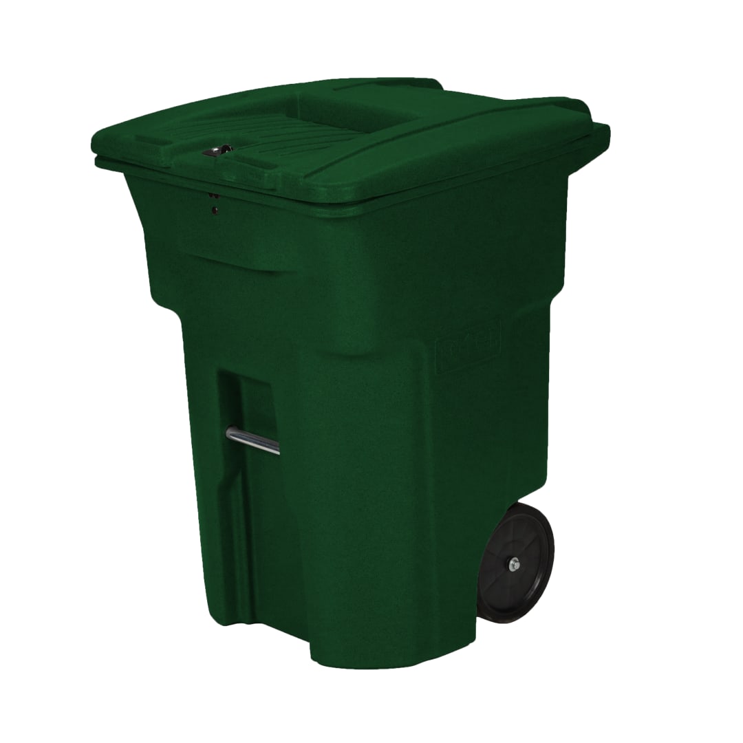 96 Gal. Green Document Trash Can with Wheels and Hasp Lock