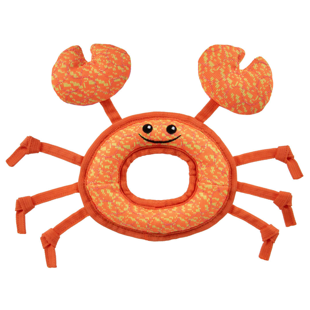 goDog Tough Guard Curtis Crab Squeaky Dog Toy, Plush with Chew Guard Technology, Orange, Large