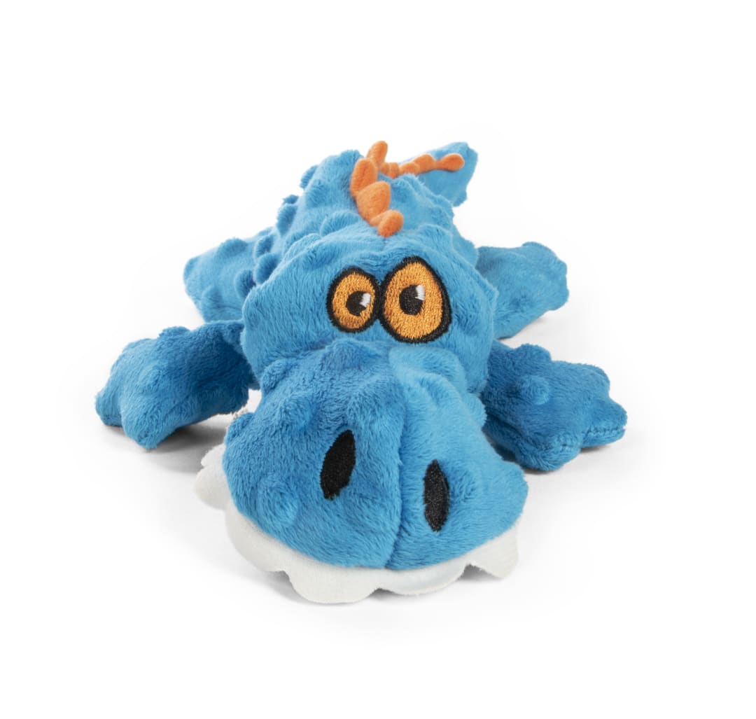 goDog Gators Squeaky Plush Dog Toy With Chew Guard Technology, Blue, Small