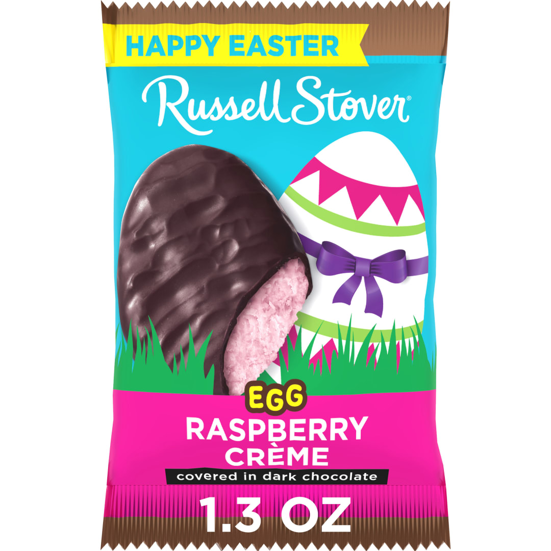 RUSSELL STOVER Easter Raspberry Crème Dark Chocolate Candy Easter Egg, 1.3 oz.