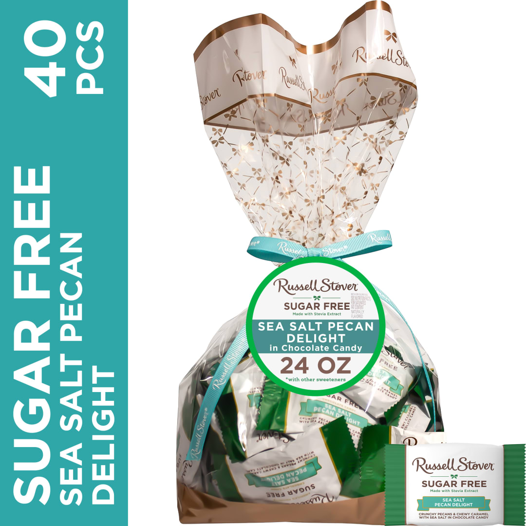 RUSSELL STOVER Sugar Free Sea Salt Pecan Delight Chocolate Candy Gift Bag, 24 oz.