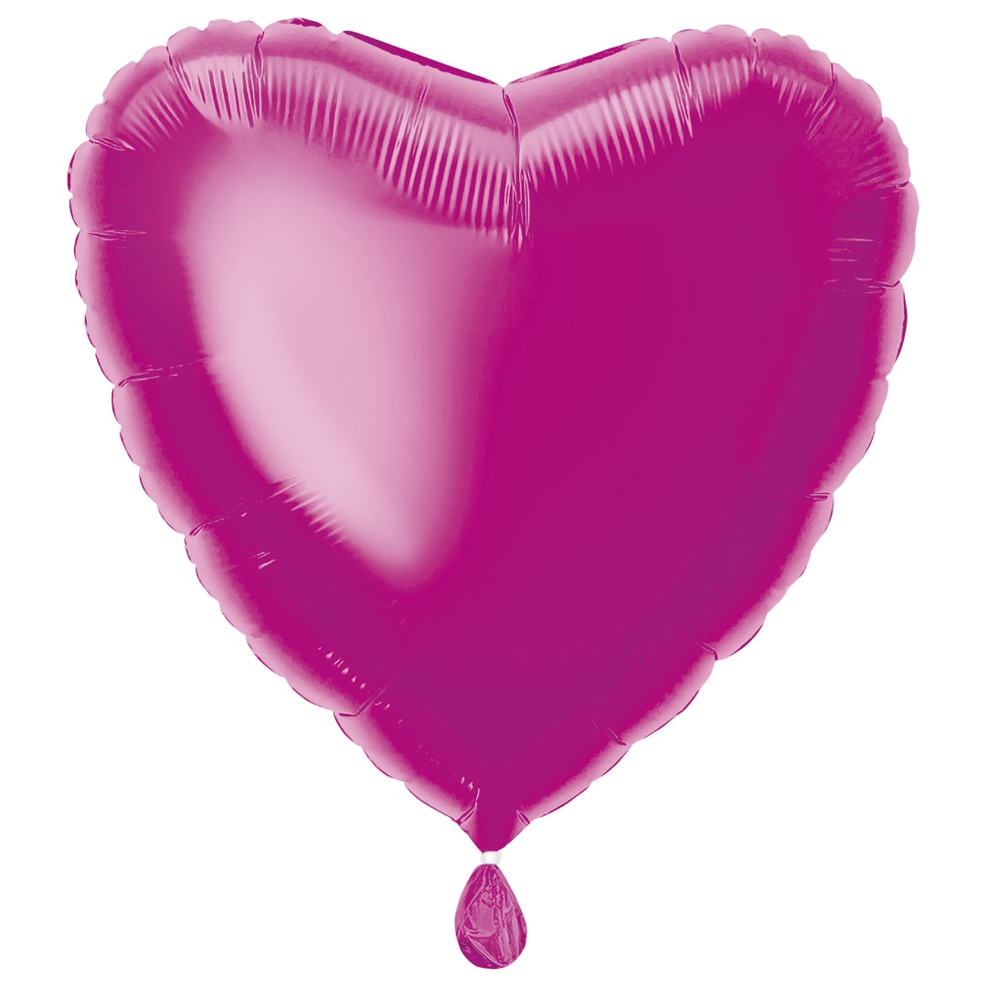 Solid Heart Foil Balloon 18", Packaged - Hot Pink