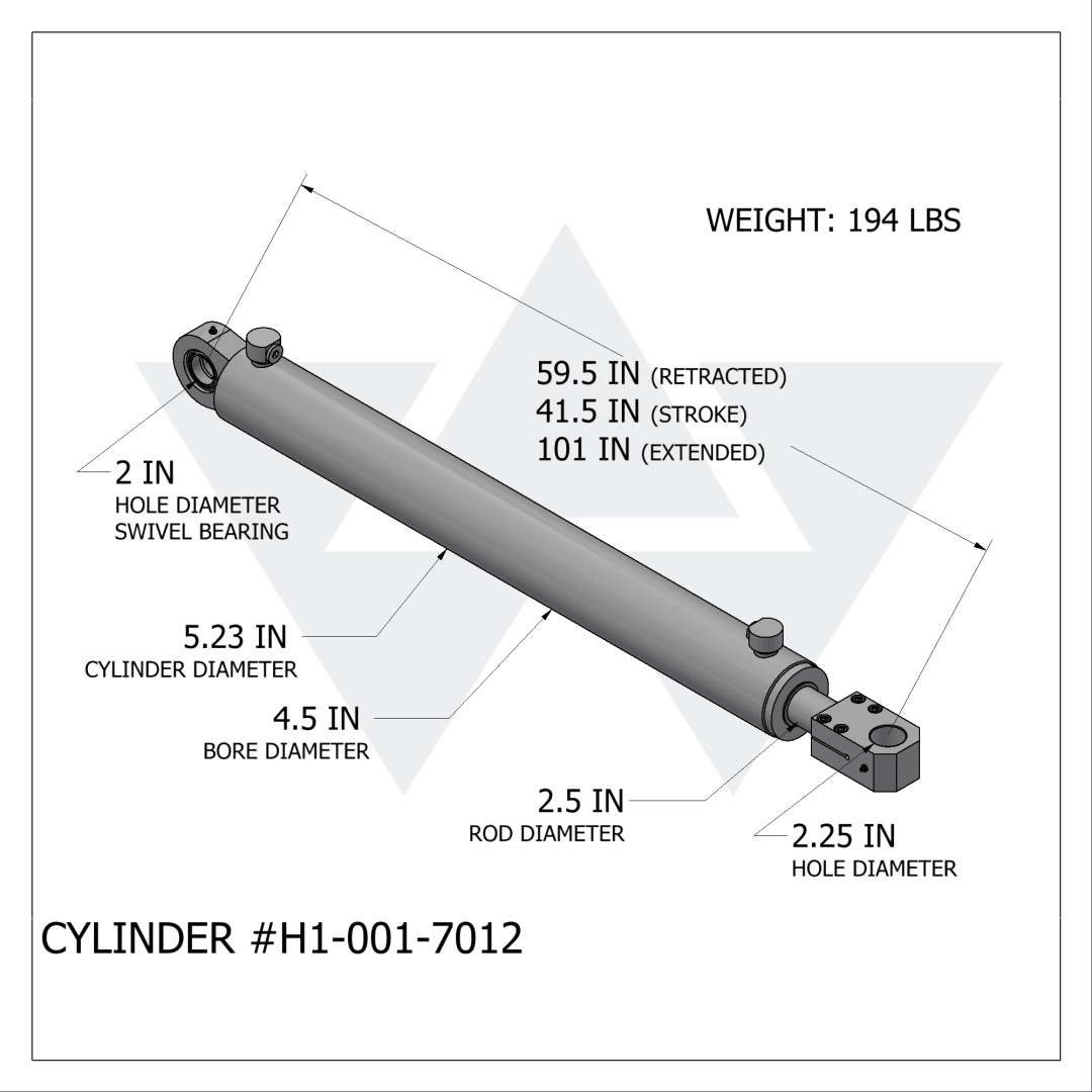 Wastebuilt® Replacement for Heil Front Load Arm Cylinder with Adjustable Rod