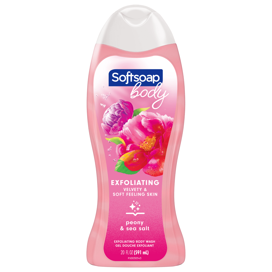 Softsoap Exfoliating Body Wash, Pink Peony & Sea Salt - 20 Fluid Ounce