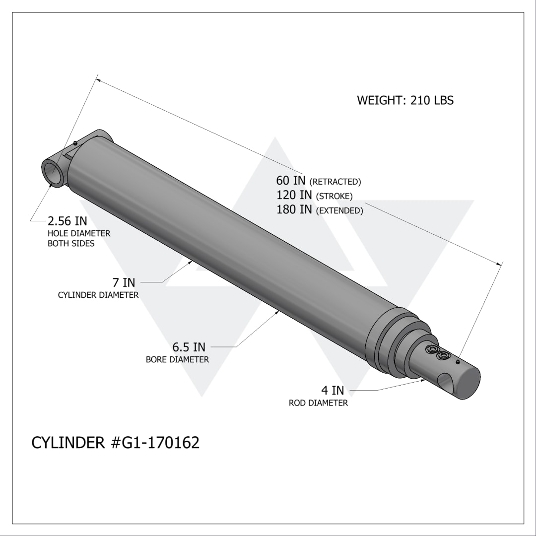 Wastebuilt® Cylinder Hydraulic (6"-5"-4" X 120")