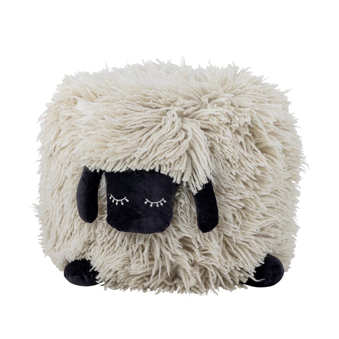 82066489 - Dolly Pouf, White, Wool STOCK: 37