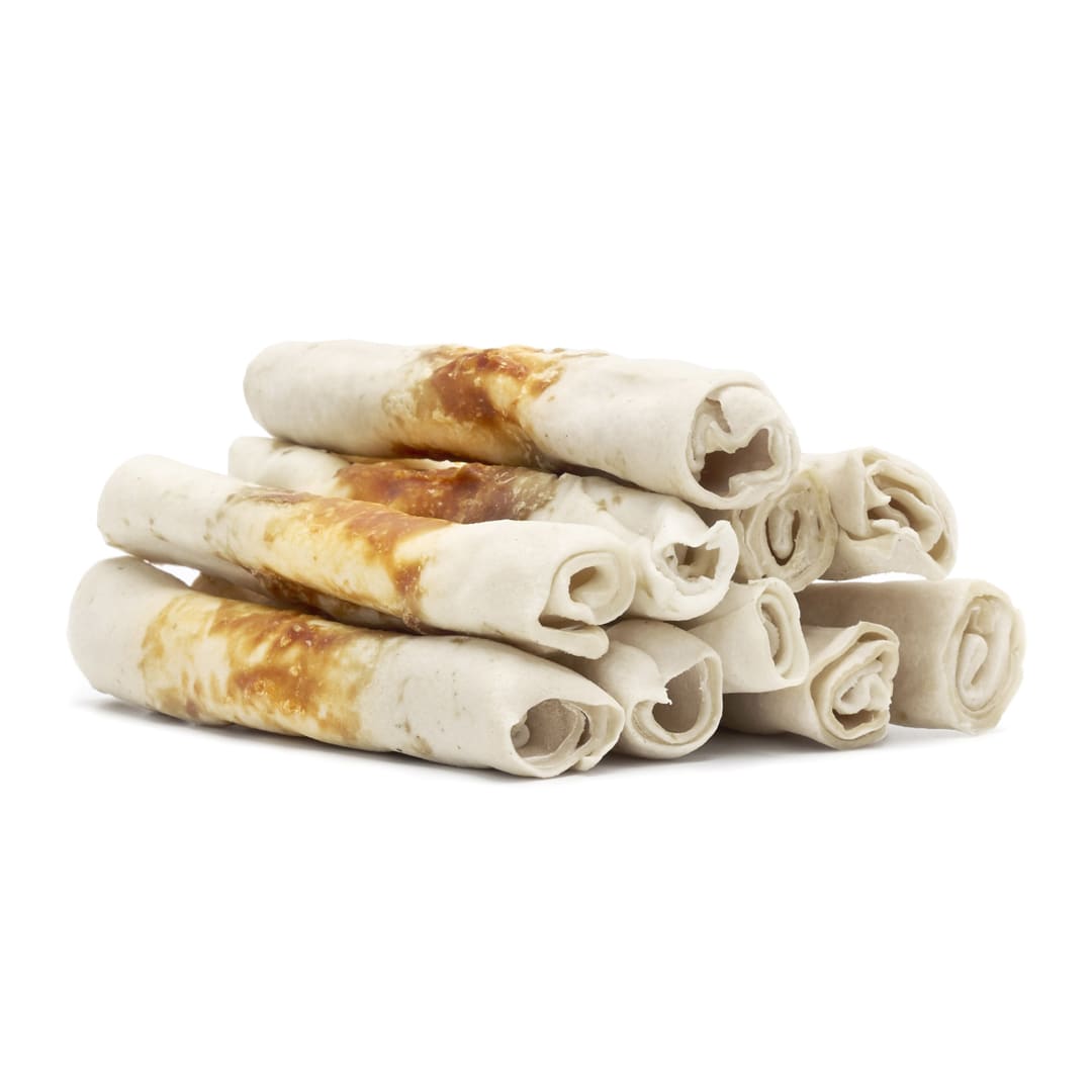 Treatly Combo Chews Beefhide Chip Rolls Dog Chew Treats, Meat Wrap, Pork Meat, 8 Pack
