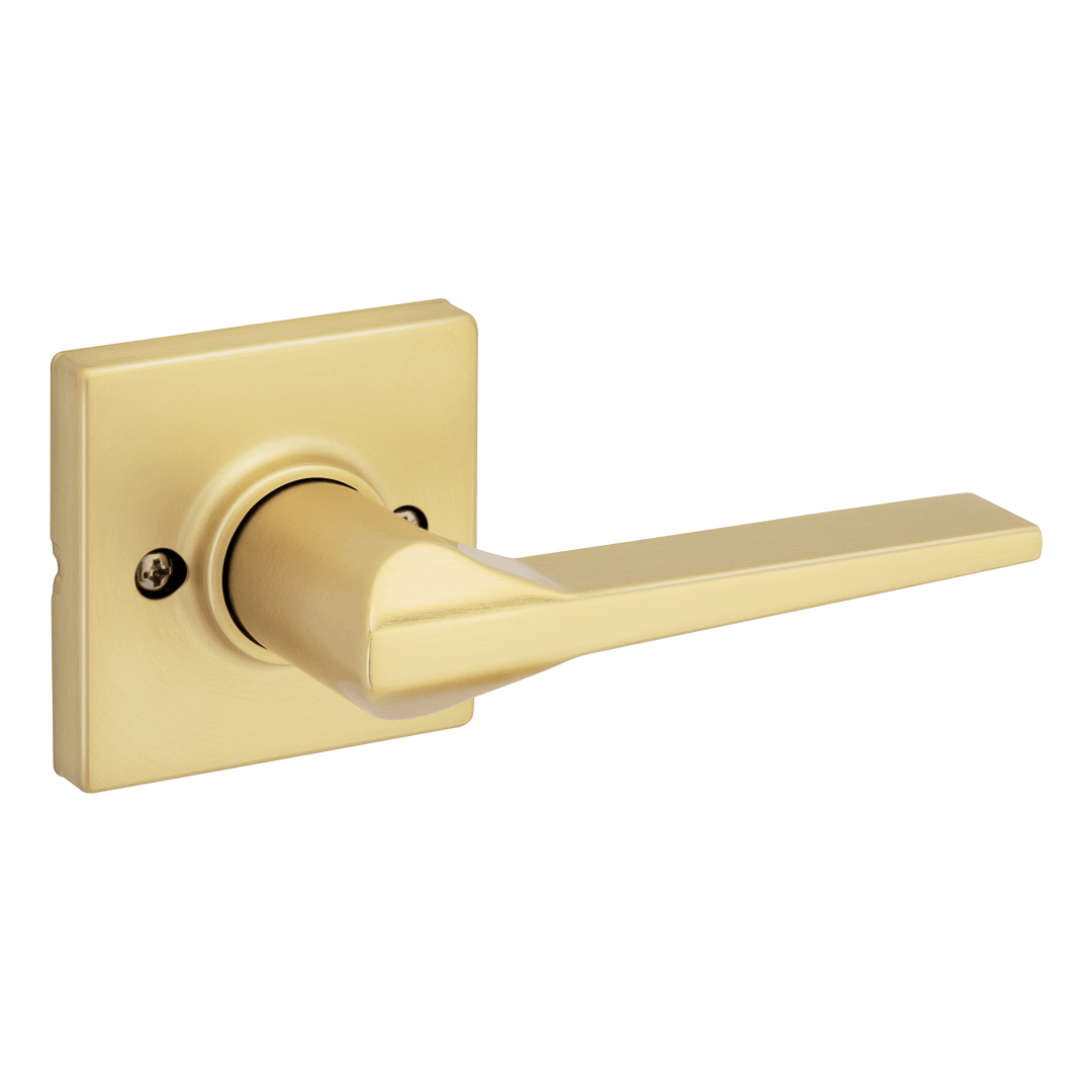 Hollis Square Dummy Lever  in Satin Brass