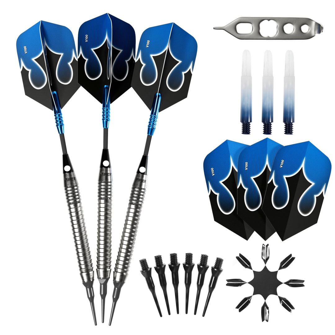 Viper Shot King Soft Tip Dart Set with Nomad Dart Case | 80% Tungsten | Blue | 20 Grams