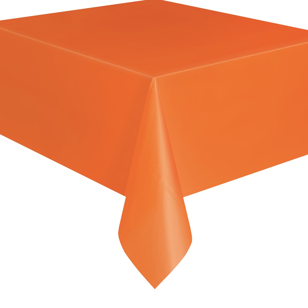 Pumpkin Orange Solid Rectangular Plastic Table Cover, 54" x 108"