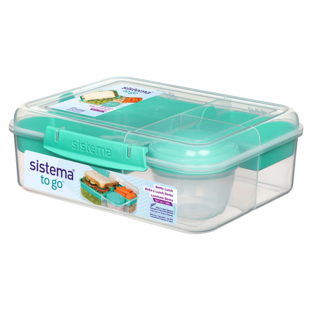 Sistema Bento Box To Go Lunch Box with Yogurt Container, 1.65 L, Colour May Vary, 1 Pack