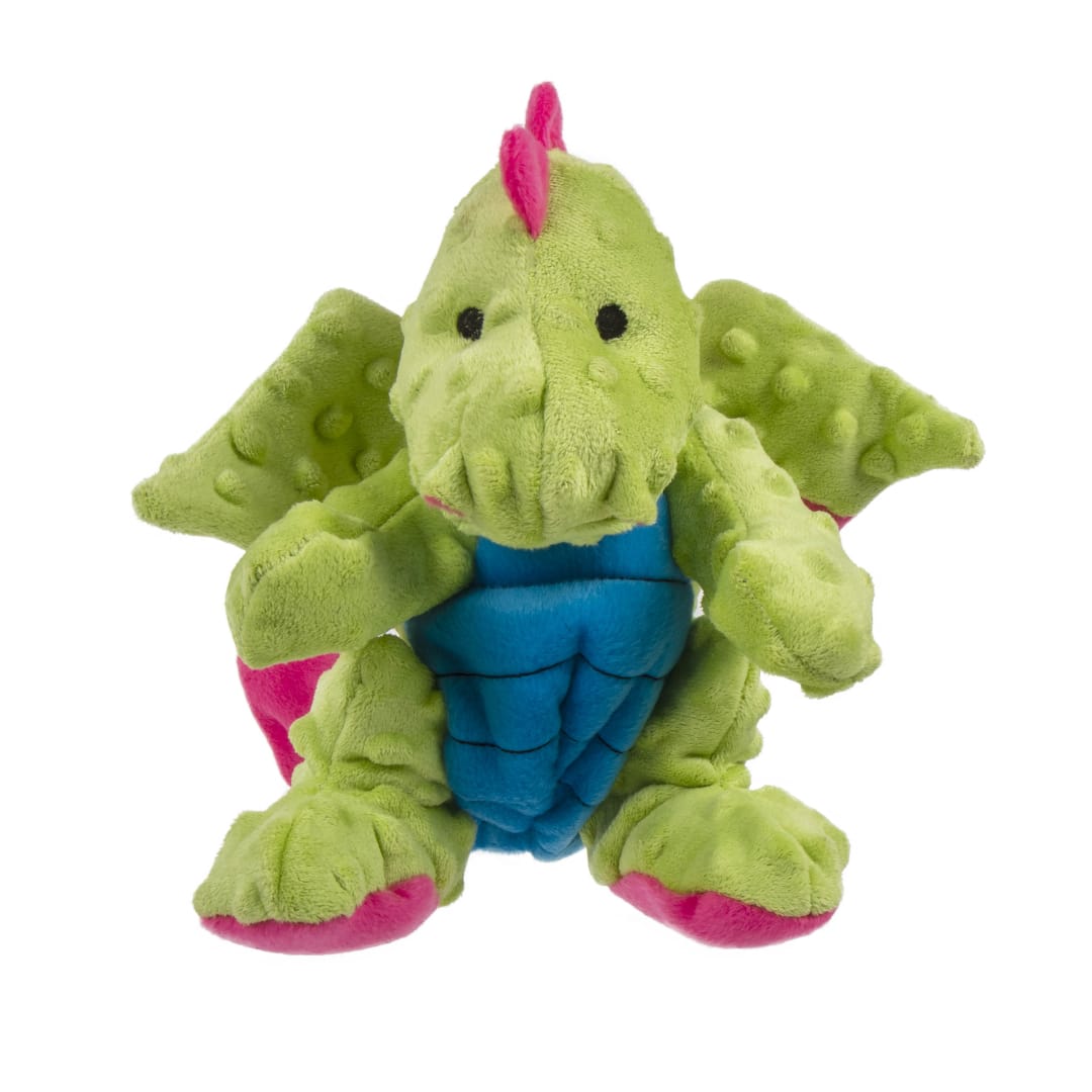 goDog Dragons Squeaky Plush Dog Toy With Chew Guard Technology, Green, Large