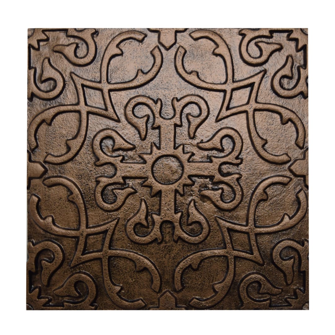 Cast Aluminum Metal 12-inch Ornate Bronze Square Stepping Stone Paver