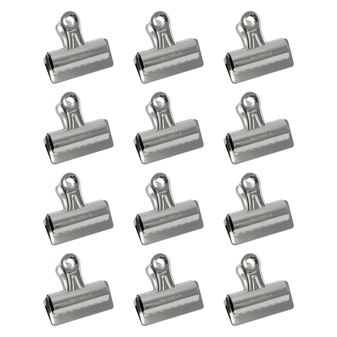 X-ACTO® Bulldog Binder Clips, Steel & Nickel-Plated, 12 Count