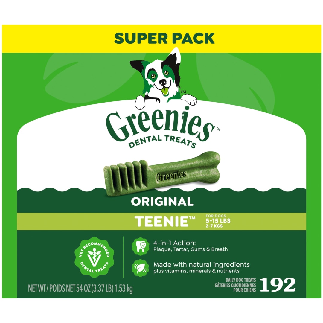 GREENIES Original TEENIE Natural Dental Care Dog Treats, 54 oz. Pack (192 Treats)