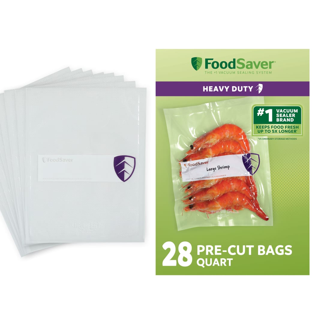 FoodSaver Heavy Duty Quart Vacuum Seal Bags, 946 ml, 28 Count, 8" x 11", BPA-Free Freezer Bags