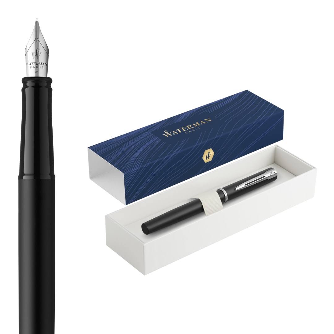 Waterman Allure Allure pluma estilográfica | lacado azul | plumín mediano | tinta azul | estuche de regalo