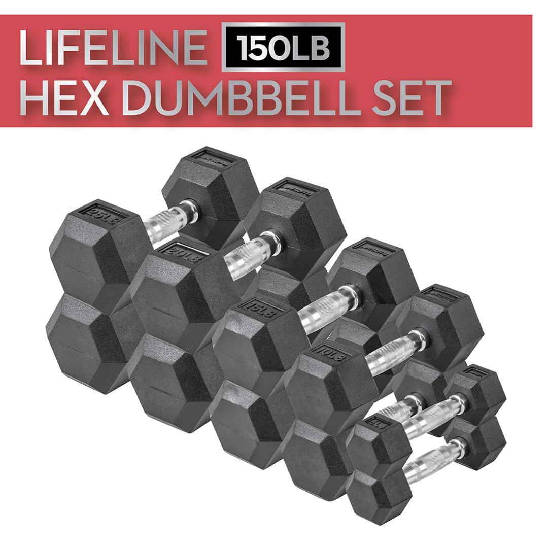 Lifeline Hex Rubber Dumbbell F
