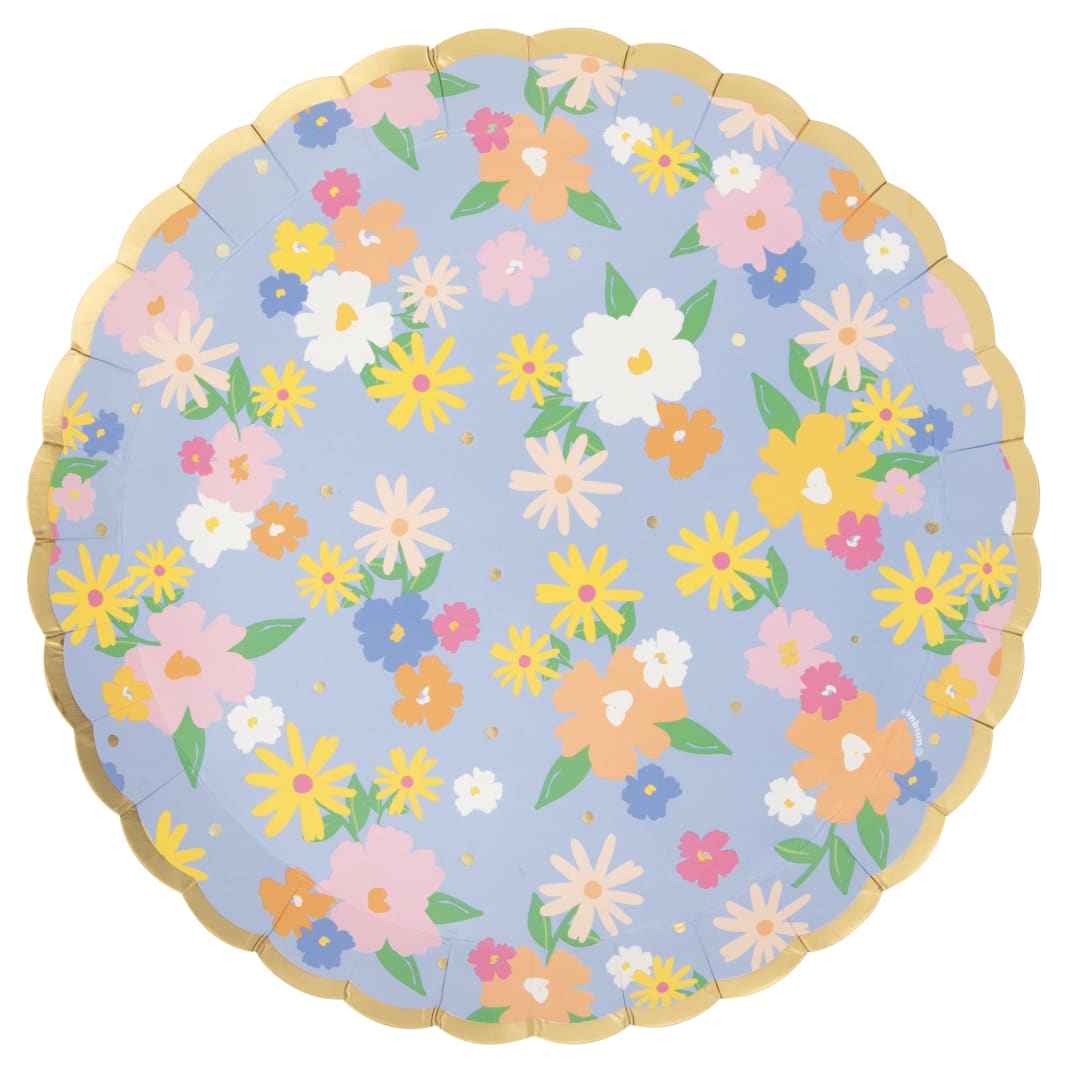 Spring Garden Scalloped Shallow Round 8.25" Plates, 8ct - Foil Stamping