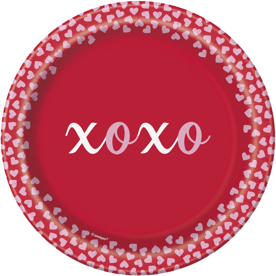 XOXO Valentine's Day "XOXO" Round 7" Dessert Plates, 8ct