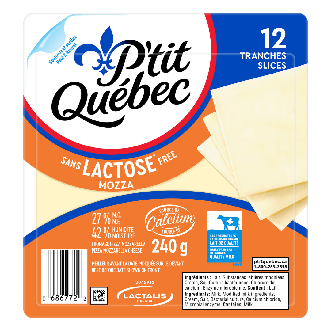 P'tit Québec Lactose-Free Mozza Cheese Slices, 240g