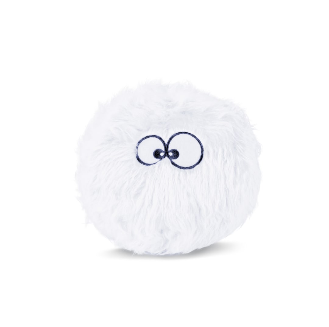 goDog Furballz Squeaker Dog Toy, Chew Resistant, Durable Plush, Soft, Tough, Reinforced Seams, White, Just For Me
