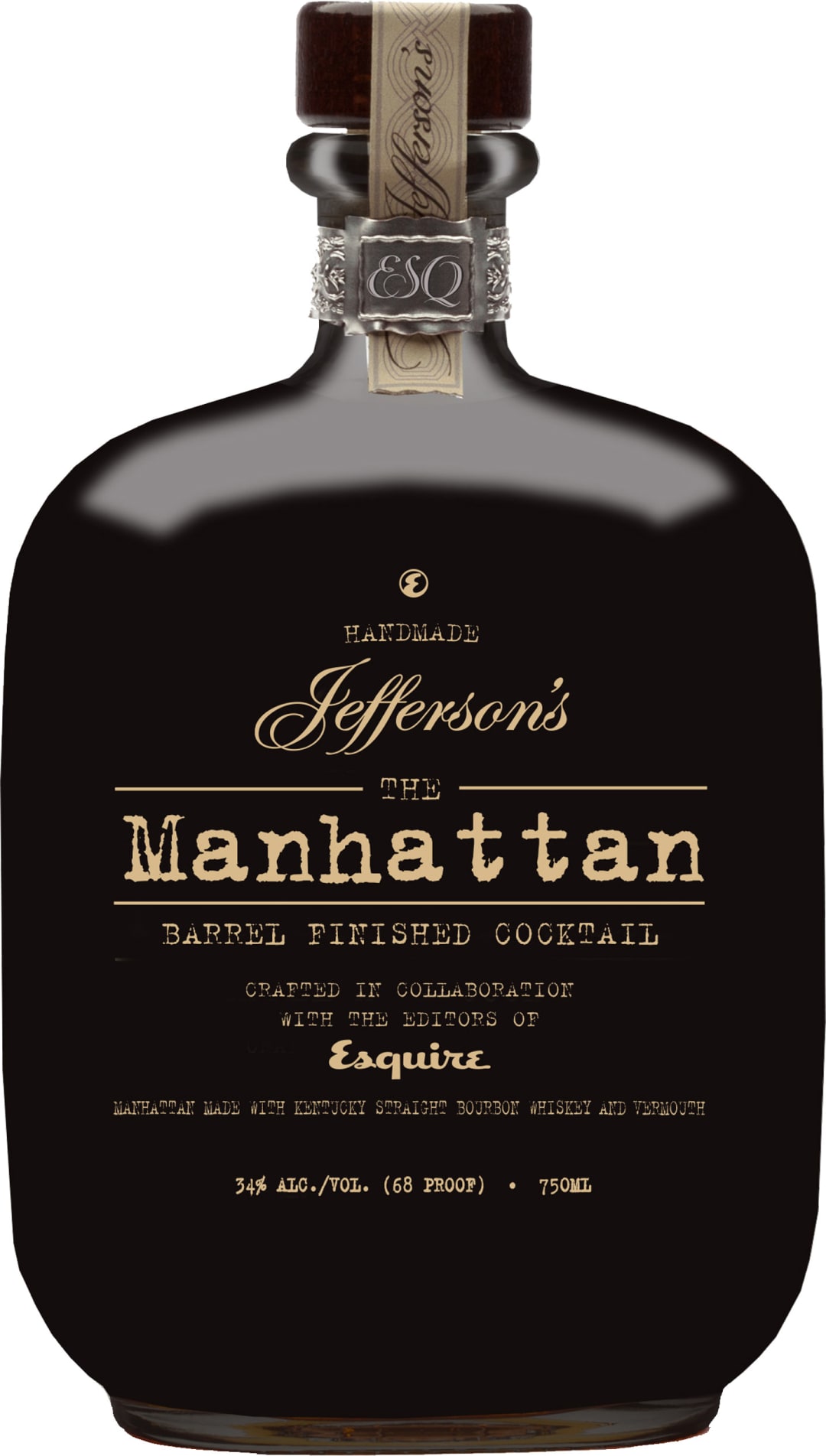 Jefferson's Barrel Aged Manhattan Bourbon Whiskey Cocktail, 750 ml Bottle, 68 Proof
