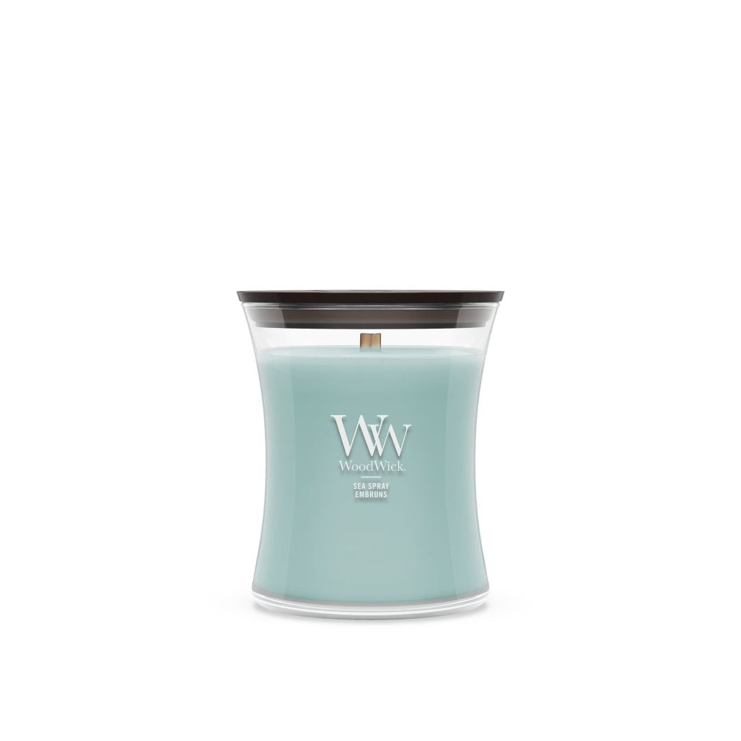 WoodWick Vela perfumada | Vela de tamaño mediano en forma de reloj de arena | Marine Drift | Regalos perfectos para mujeres
