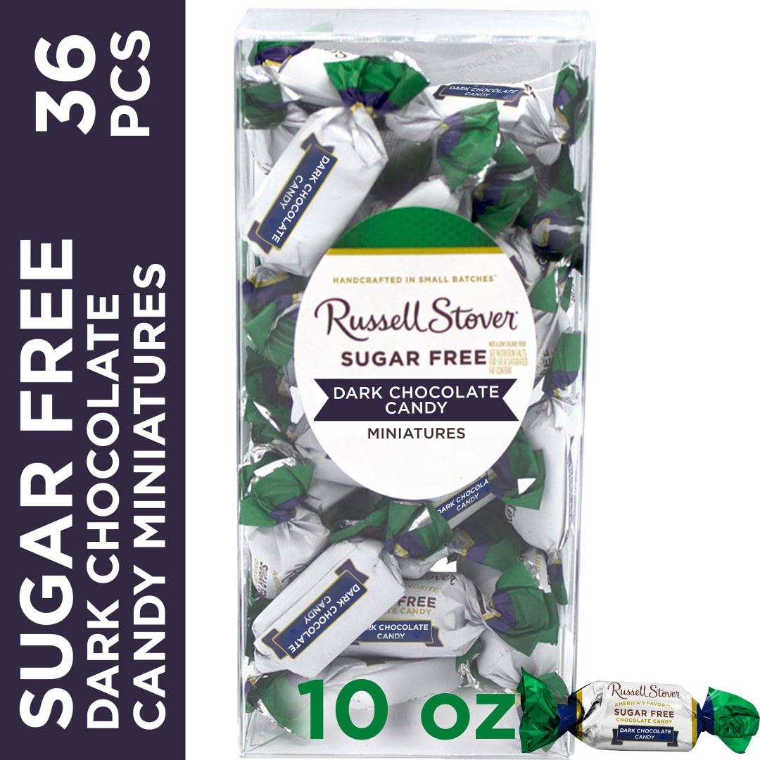 RUSSELL STOVER Sugar Free Dark Chocolate Miniatures Candy, 10 oz. box