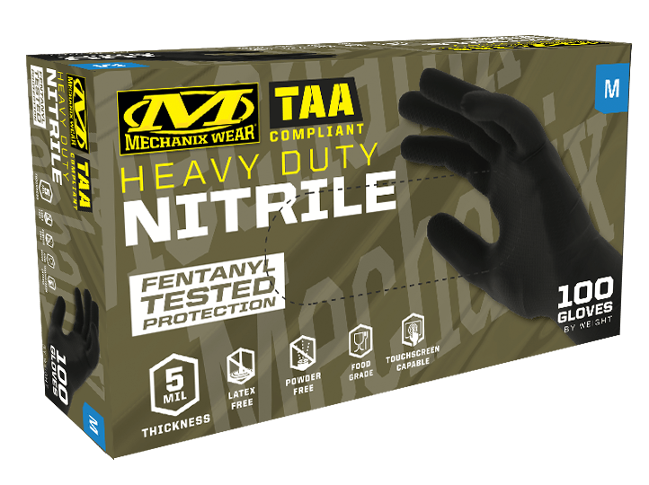 TAA 5 Mil Heavy Duty Black Nitrile Gloves (Pack of 100)