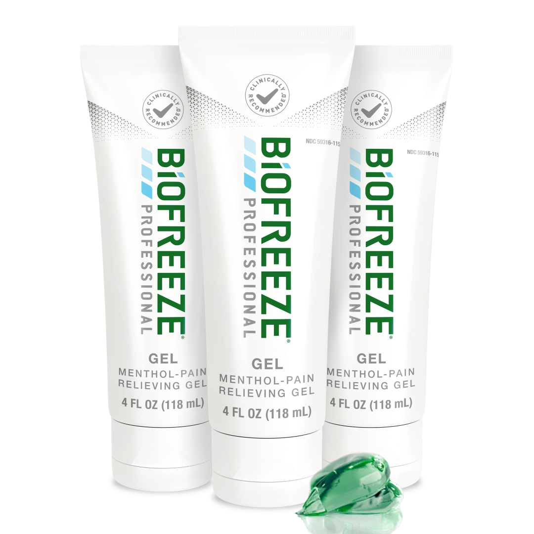 Biofreeze Professional Pain Relief Gel, 4 oz. Tube, Green, Pack of 3