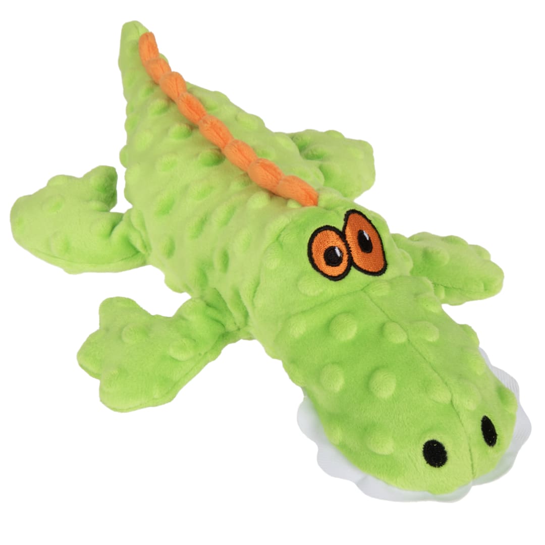 goDog Gators Squeaky Dog Toy, Plush with Chew Guard Technology, Green, Large