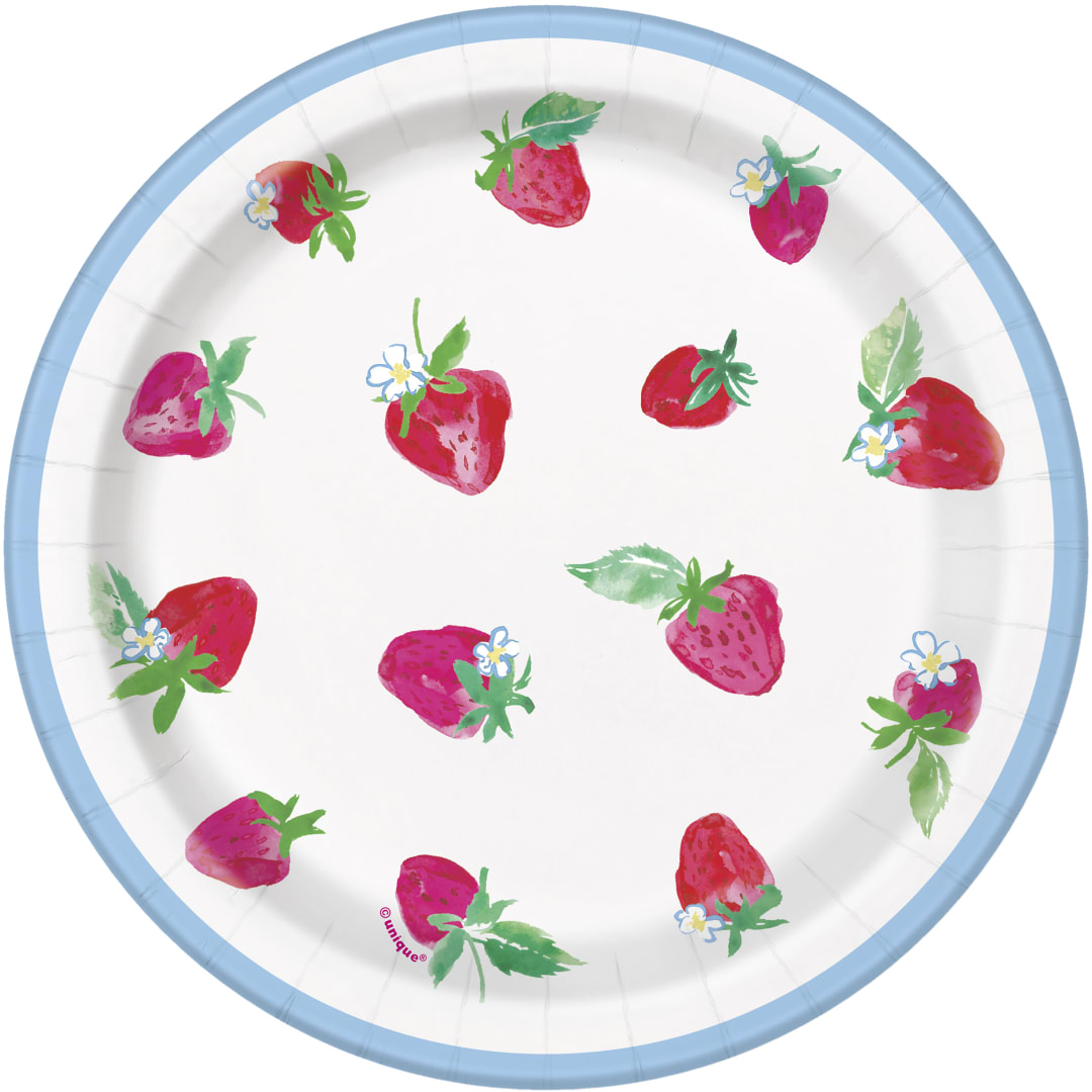 Sweet Strawberry Round 7" Dessert Plates, 8ct