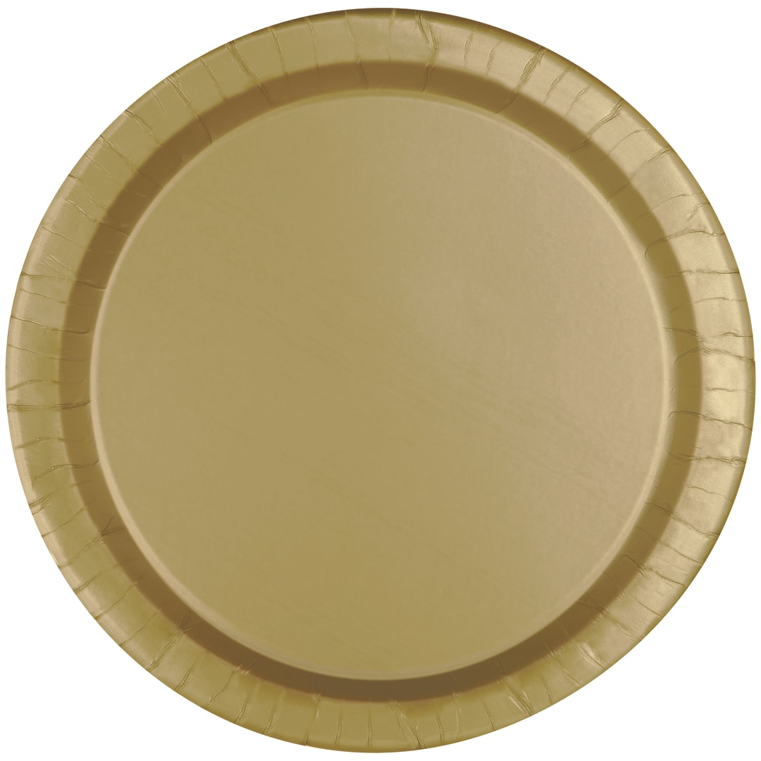 Gold Solid Round 7" Dessert Plates, 8ct