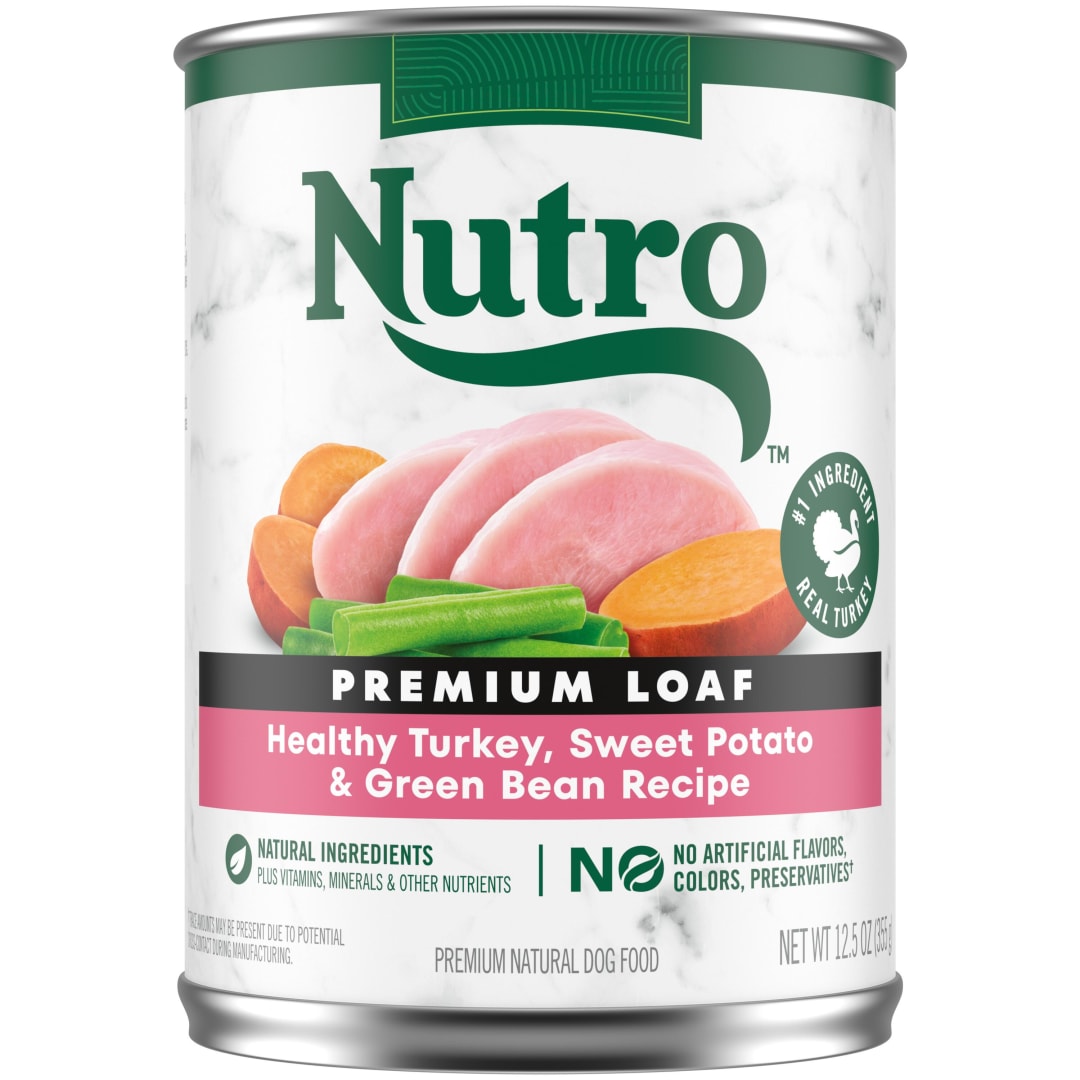 NUTRO PREMIUM LOAF Adult Natural Wet Dog Food Healthy Turkey, Sweet Potato & Green Bean Recipe, (12) 12.5 oz. Cans