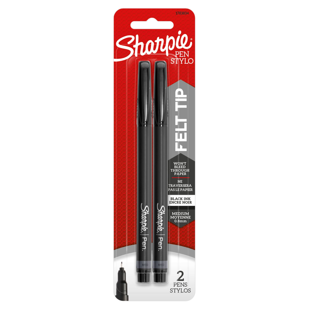 Sharpie® Pens, Medium Point (1.17mm), Black, 2 Count