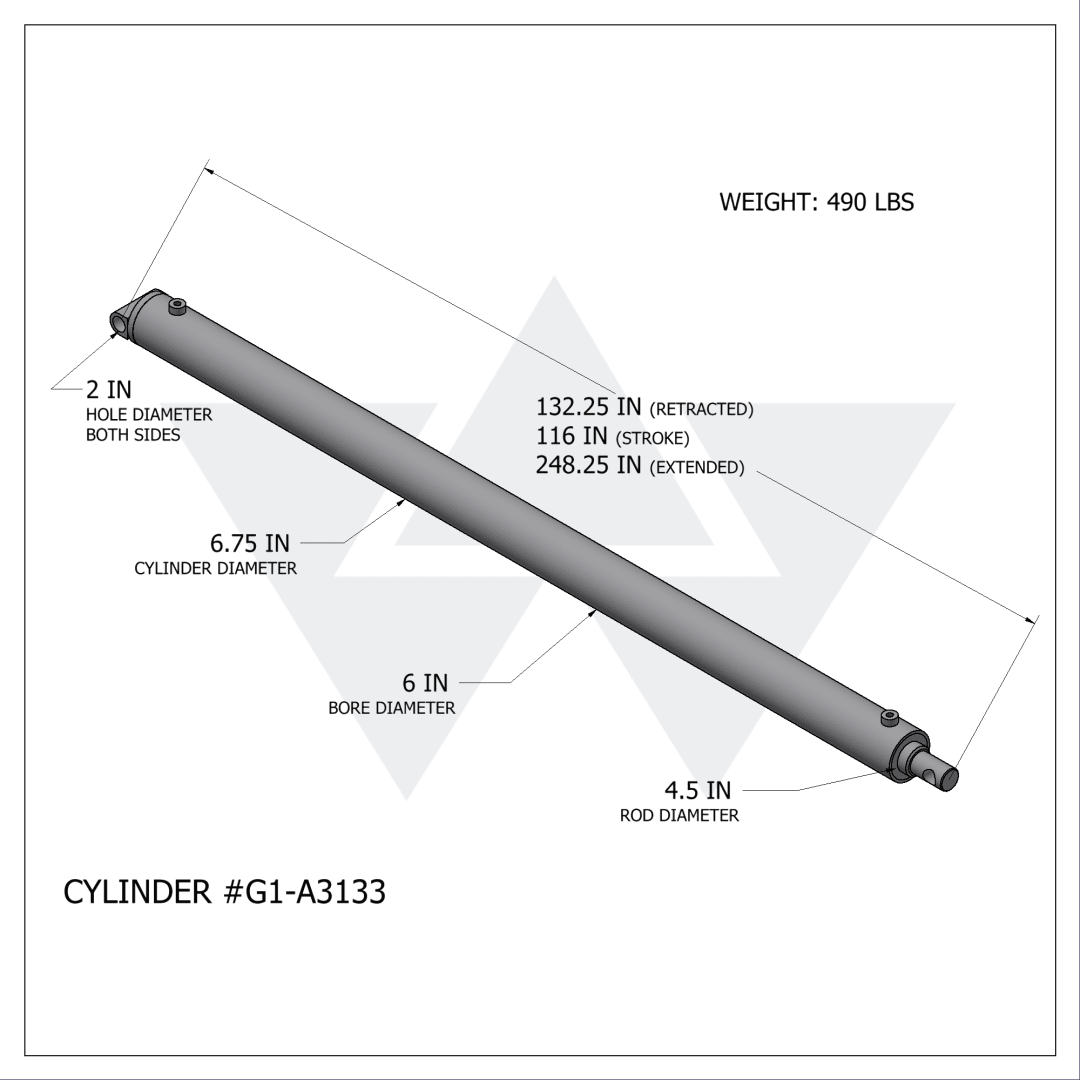 Galbreath™ Hydraulic Cylinder (6" X 4.5" X 116")