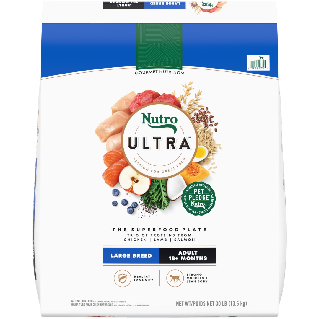 Nutro Ultra Adult Large Breed Dry Dog Food, Chicken, Lamb and Salmon Protein Trio, 30 lb Bag