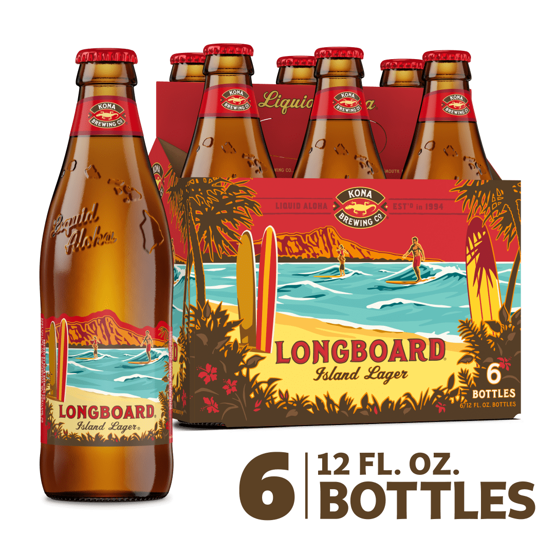 Kona Longboard Island Lager Beer, 6 Pack Beer, 12 FL OZ Bottles