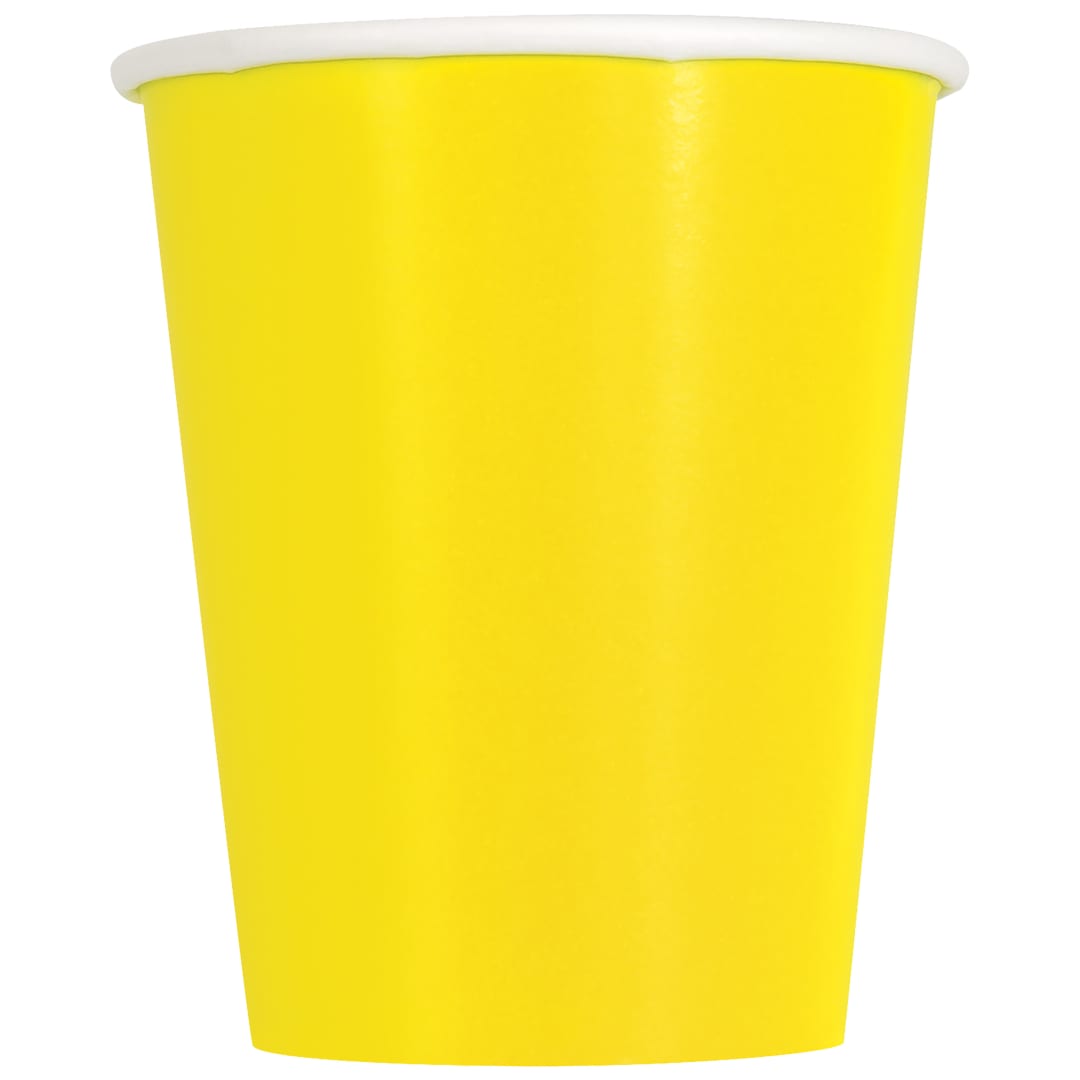 Neon Yellow Solid 9oz Paper Cups, 20ct