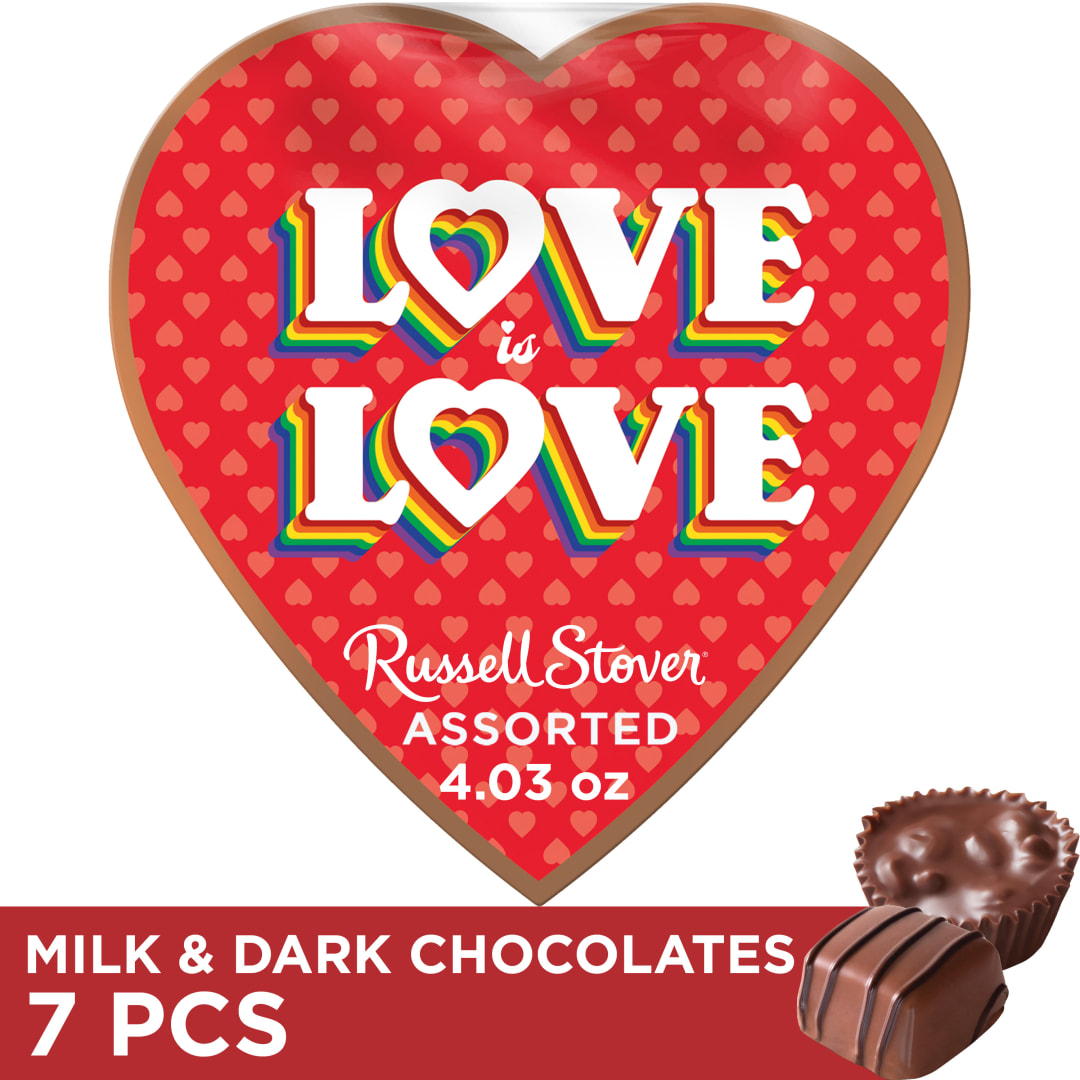 RUSSELL STOVER Valentine's Day Encouragement Heart Assorted Milk &amp; Dark Chocolate Candy Gift Box, 4.03 oz.