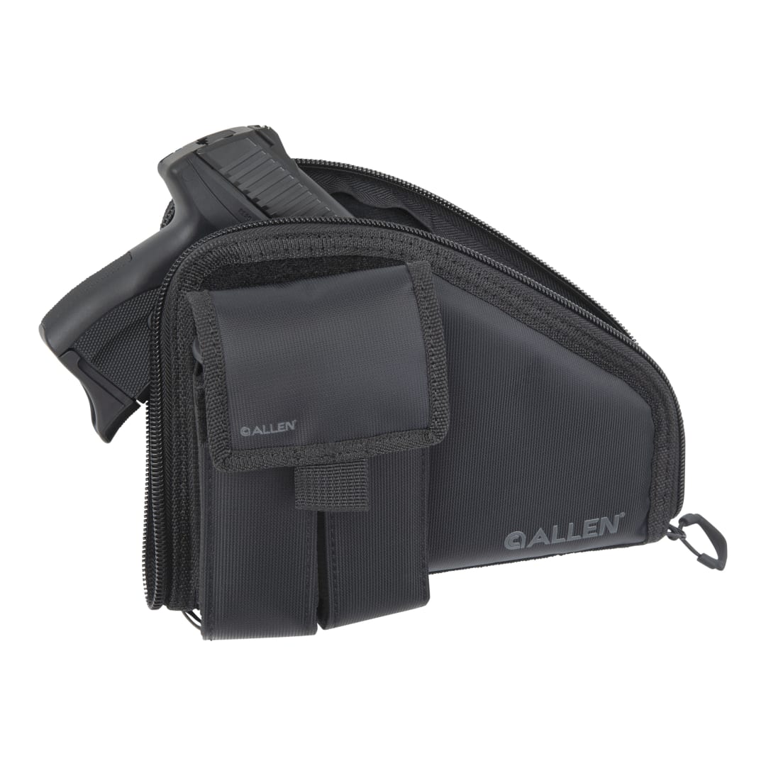 Allen Company Pistol Case with Mag Pouch, Compact Handguns up to 8”, Black