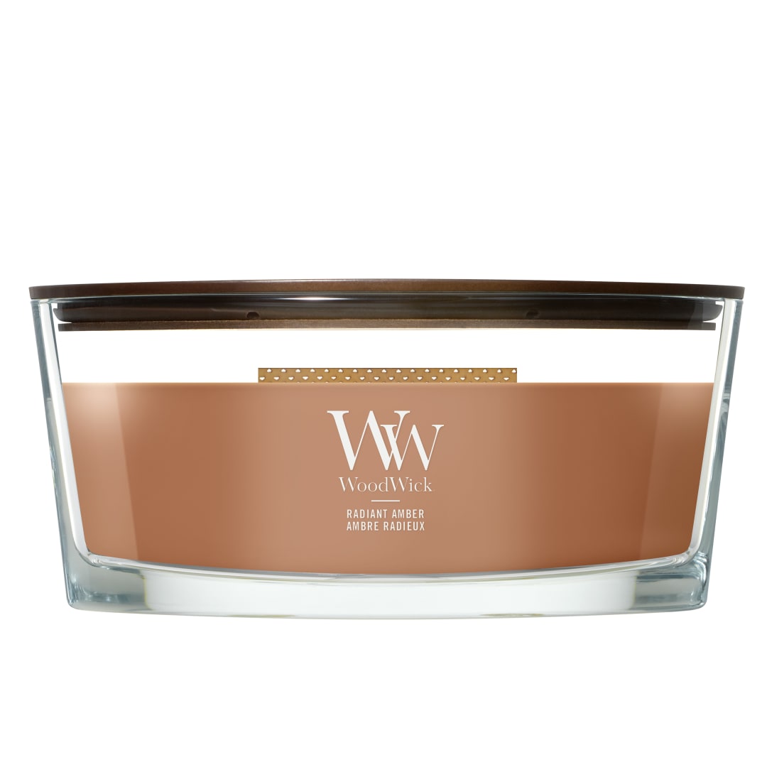 WoodWick Vela perfumada | Vela elíptica | Radiant Amber | Regalos perfectos para mujeres