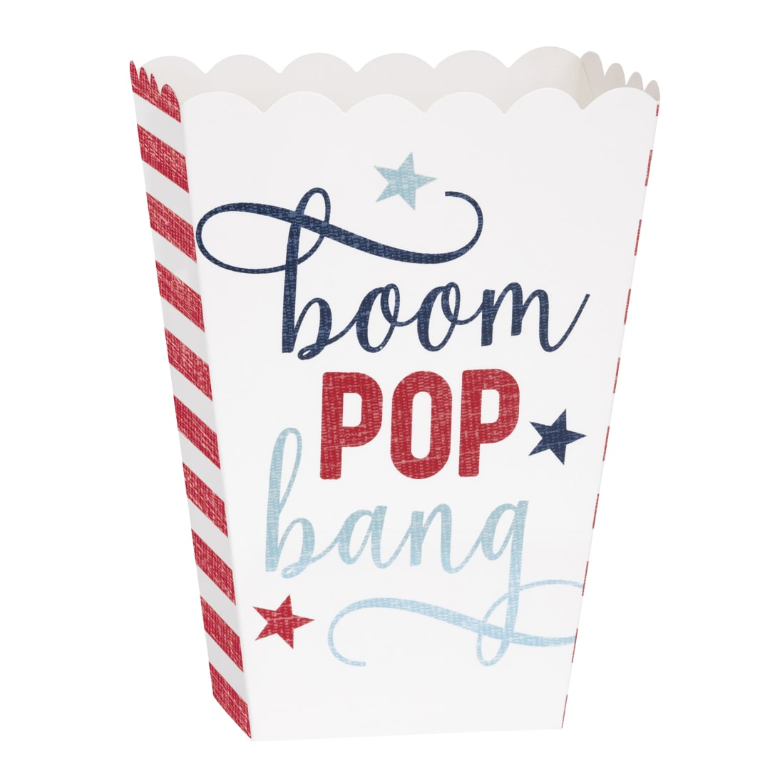 Classic Americana "Boom Pop Bang" Popcorn Boxes, 10ct