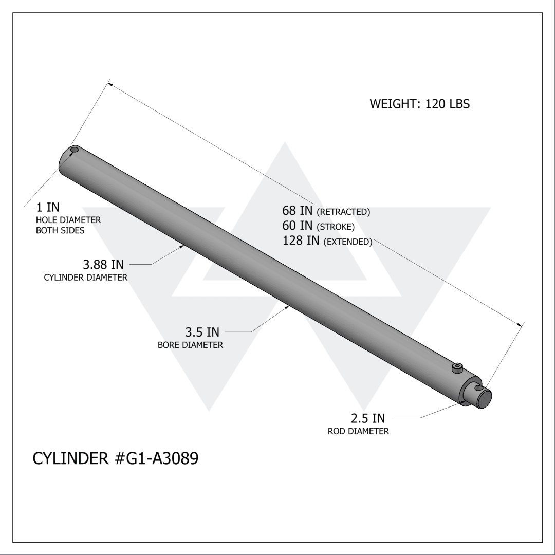 Galbreath™ Double Acting Cylinder (3.5" X 2.5" X 60")