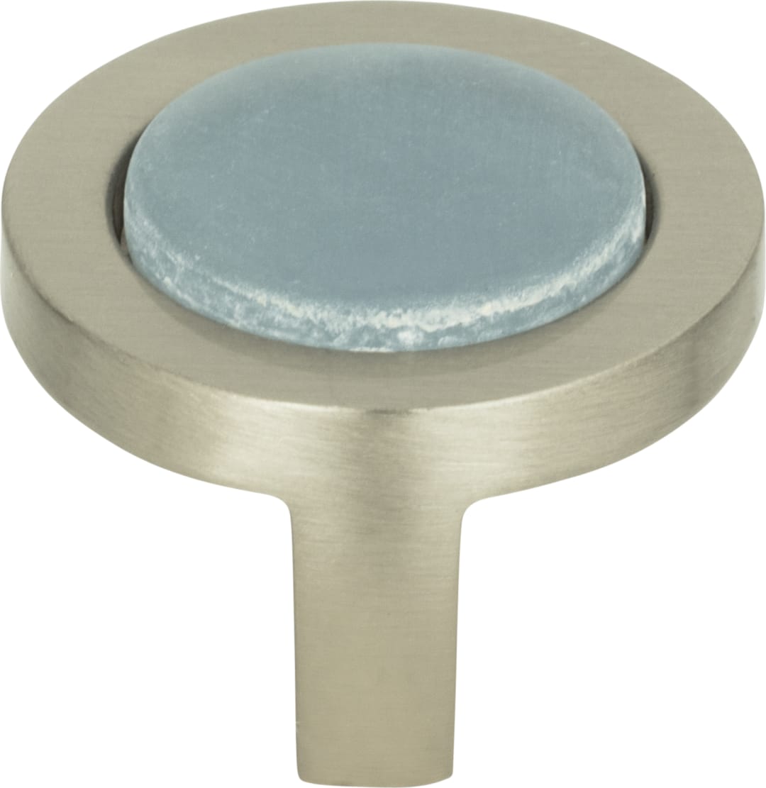 Spa Blue Round Knob 1 1/4 Inch Brushed Nickel
