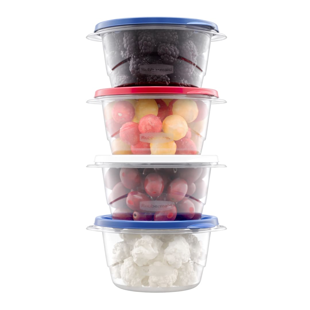 Rubbermaid TakeAlongs Special-Edition Americana 3.2-Cup Round Food Storage Containers with Lids, 4-Pack, Snack Containers, QuikClik Seal, Ridged Lids, BPA-Free